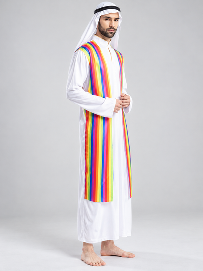 Arab Sheikh Carnival Costume, White Robe, Headscarf