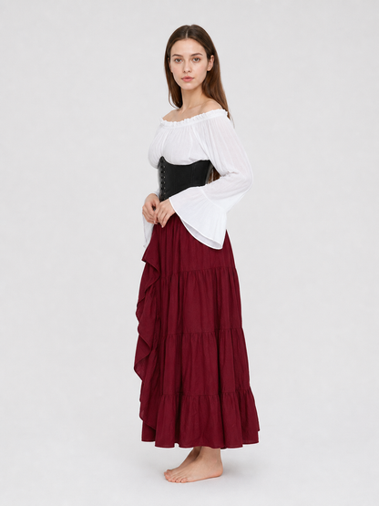 Gothic Costume with Corset and Multi-Tiered Skirt