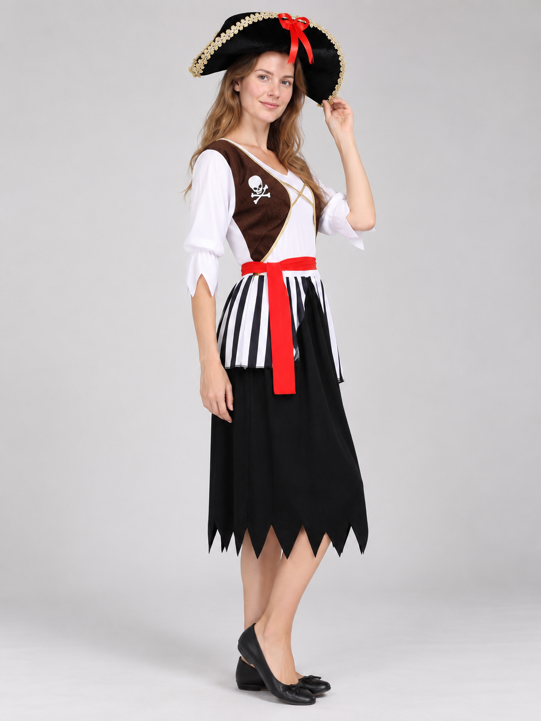 Adult Pirate Costume for Carnival with Hat and Belt