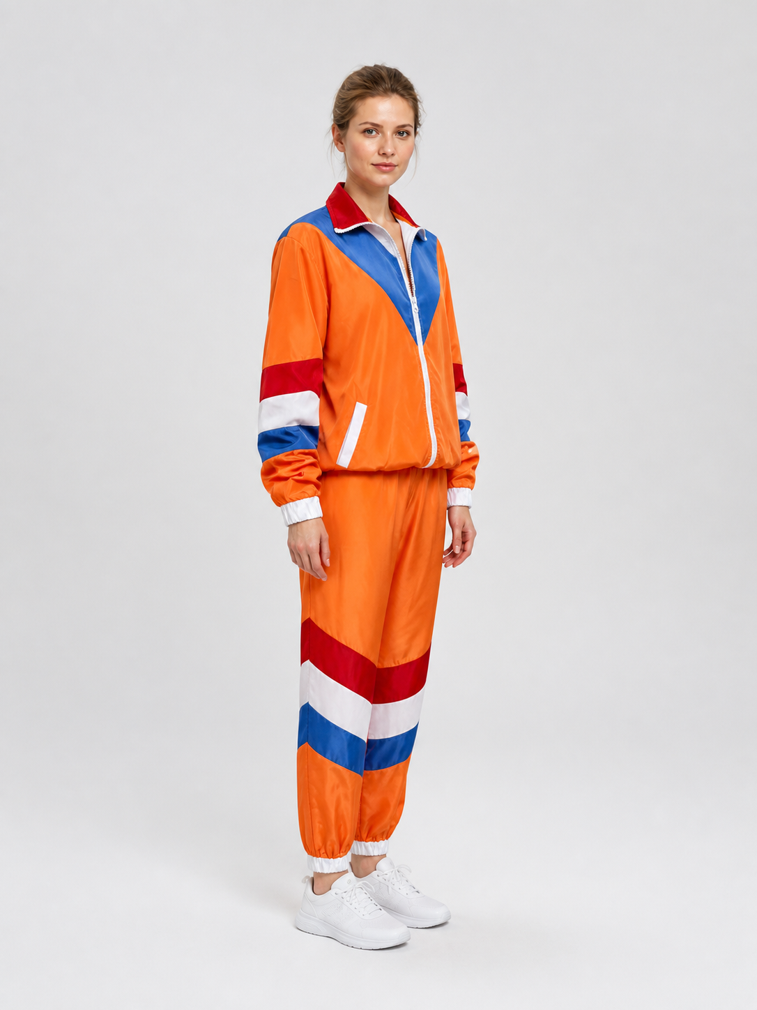 Retro Disco Tracksuit, Orange, Jacket and Pants side view