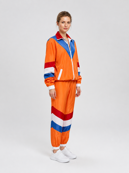 Retro Disco Tracksuit, Orange, Jacket and Pants side view