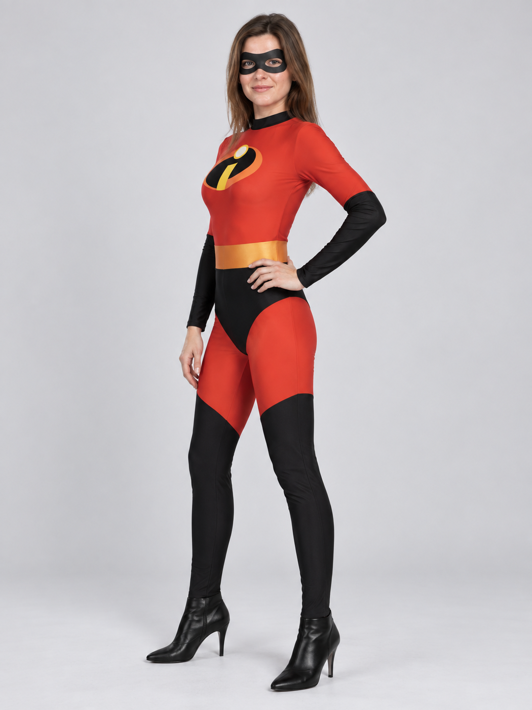 Superhero Carnival Costume with Mask, Red and Black