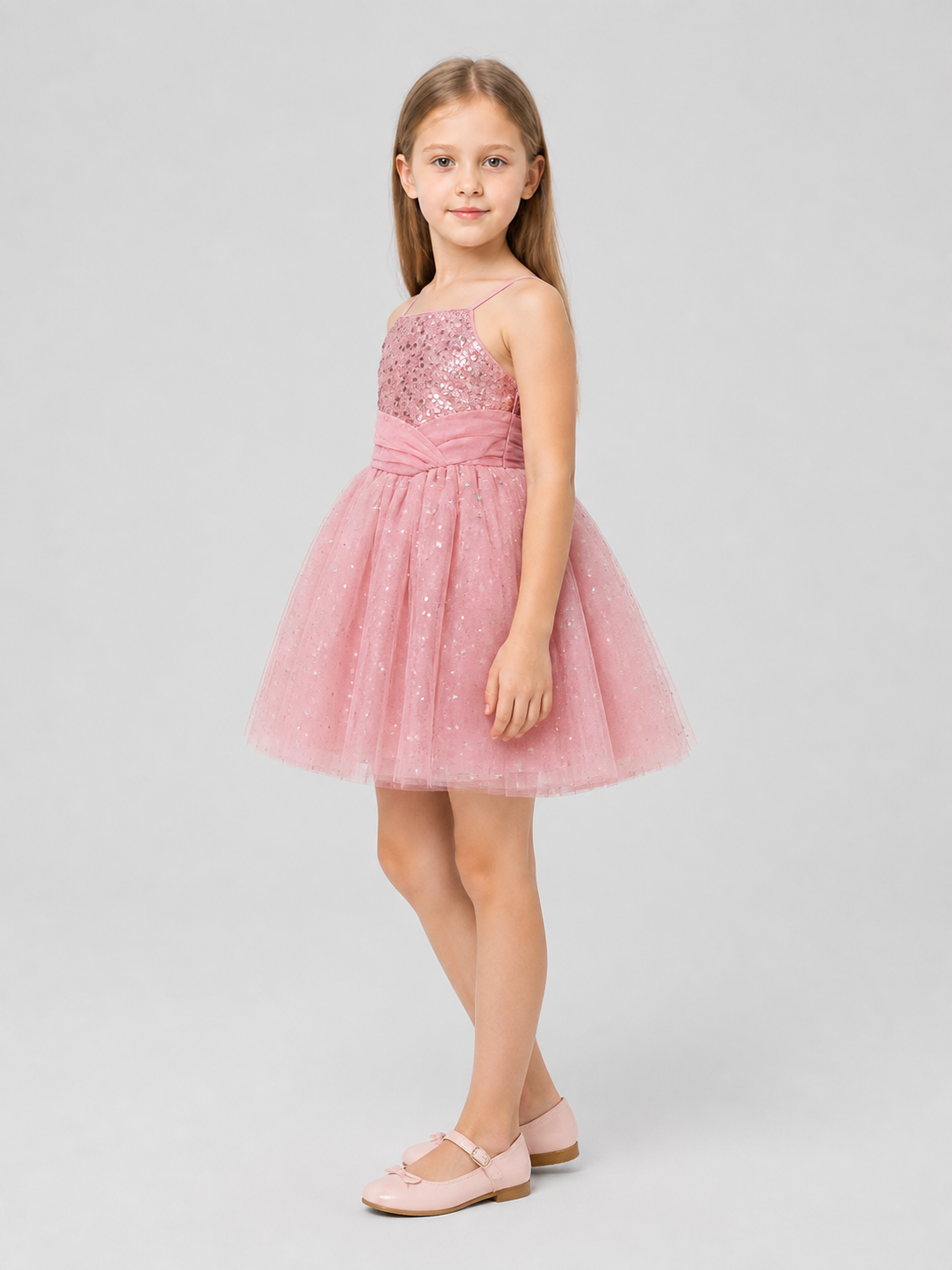 Girls’ Dressy Sequin Dress with a Full Skirt