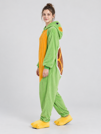 Green Turtle Kigurumi Jumpsuit with Shell and Hood