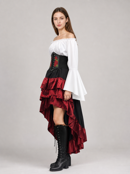 Gothic Costume with Corset and Tiered Skirt