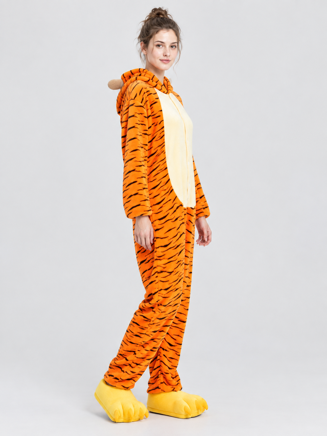 Orange Hooded Pajama Jumpsuit with Ears