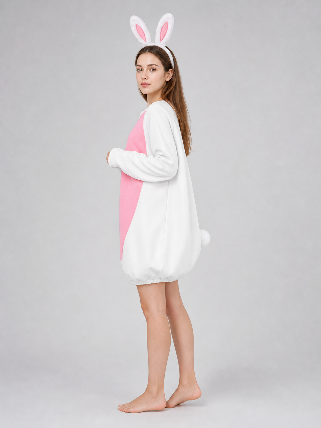 Rabbit Costume with Ears, Tail, and Pink Panel
