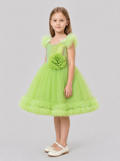 Sequin Princess Dress with Full Skirt for Birthday Celebrations