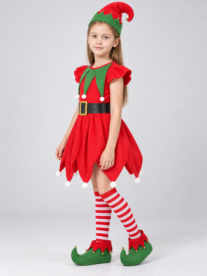 Kids' carnival dress with pompoms and bells