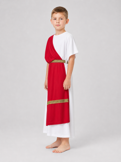 Ancient Greek Costume with Red and Gold Ribbons side view 6