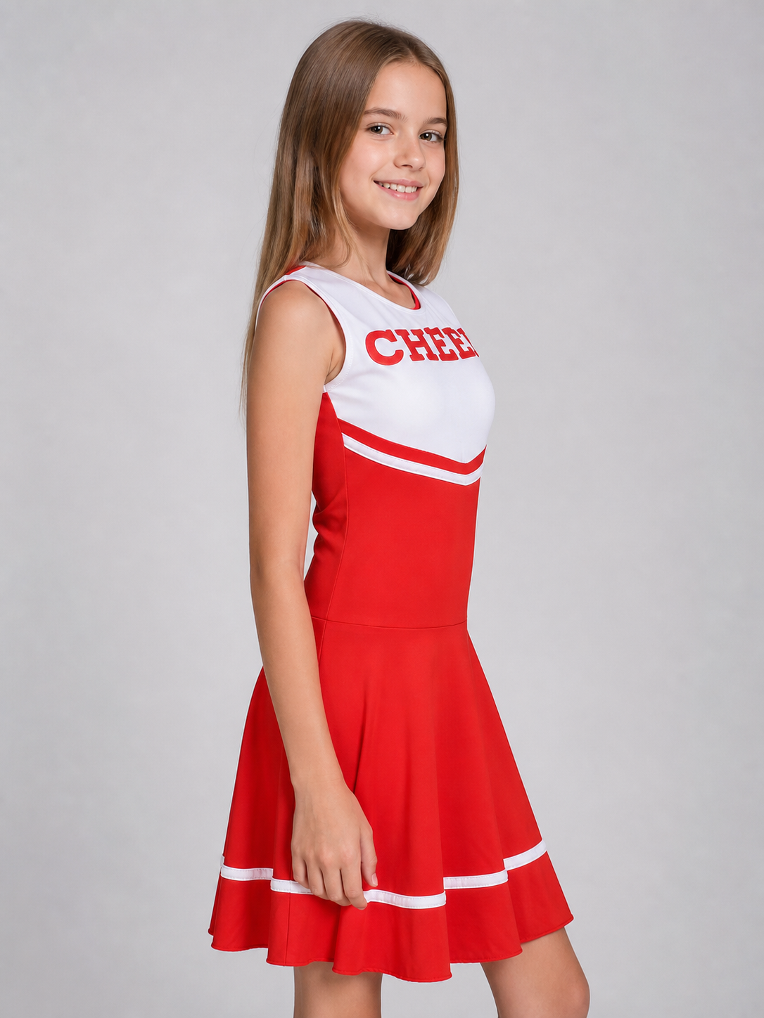 Cheer Performance Dress, Red and White, Sleeveless