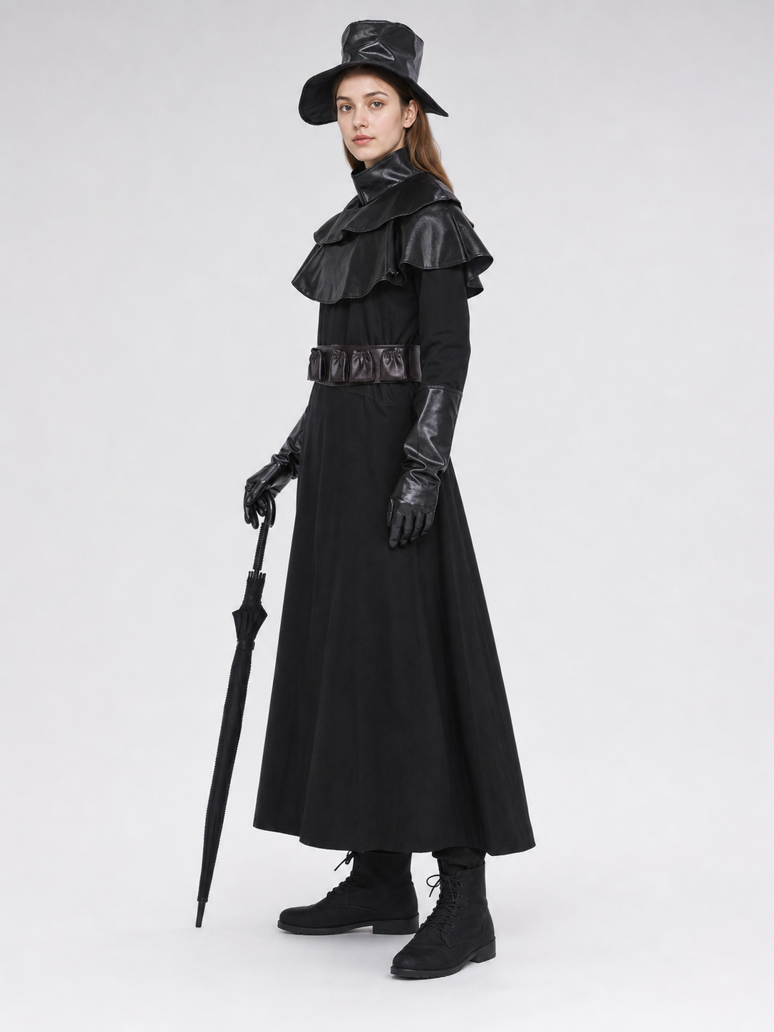 Plague Doctor Costume with Mask and Hat side view