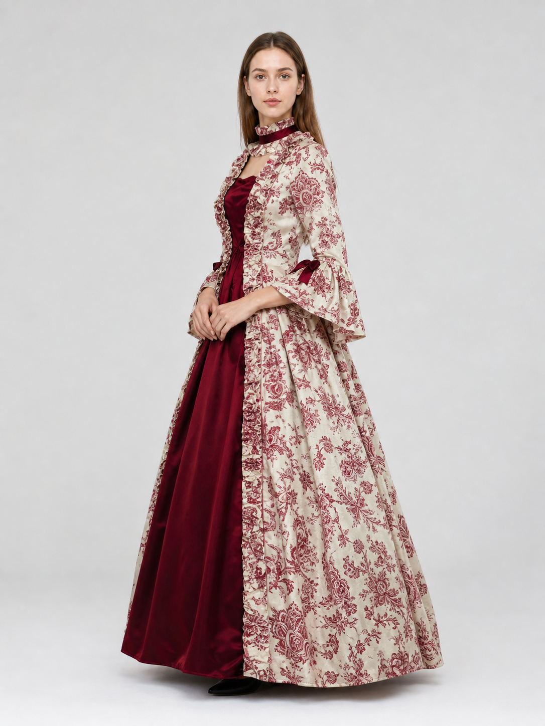 Vintage Dress with an Ornate Pattern and Full Sleeves