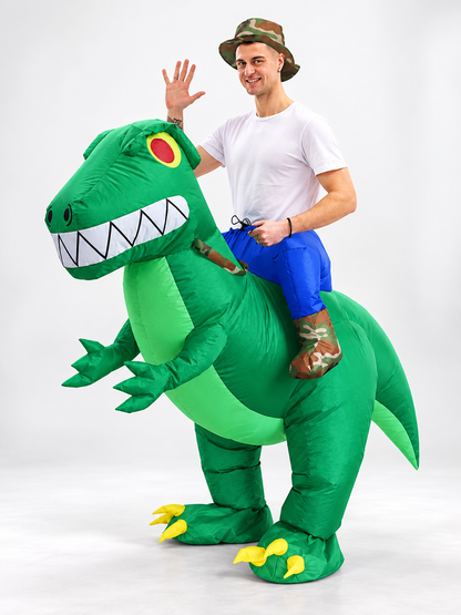 Inflatable Green Dinosaur Costume with Tail