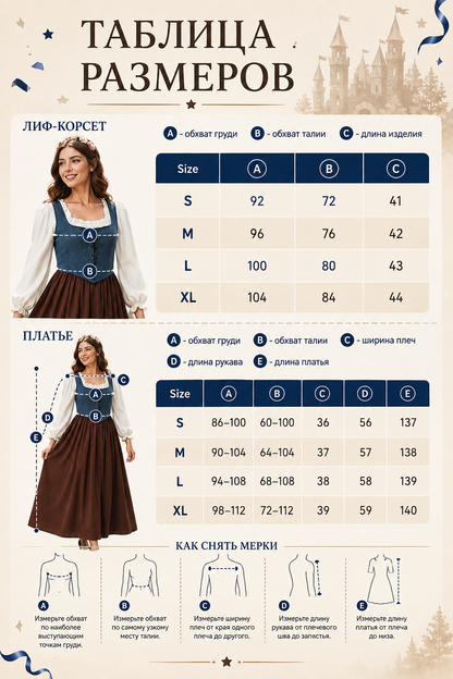 Bavarian-Style Carnival Dress Costume size guide