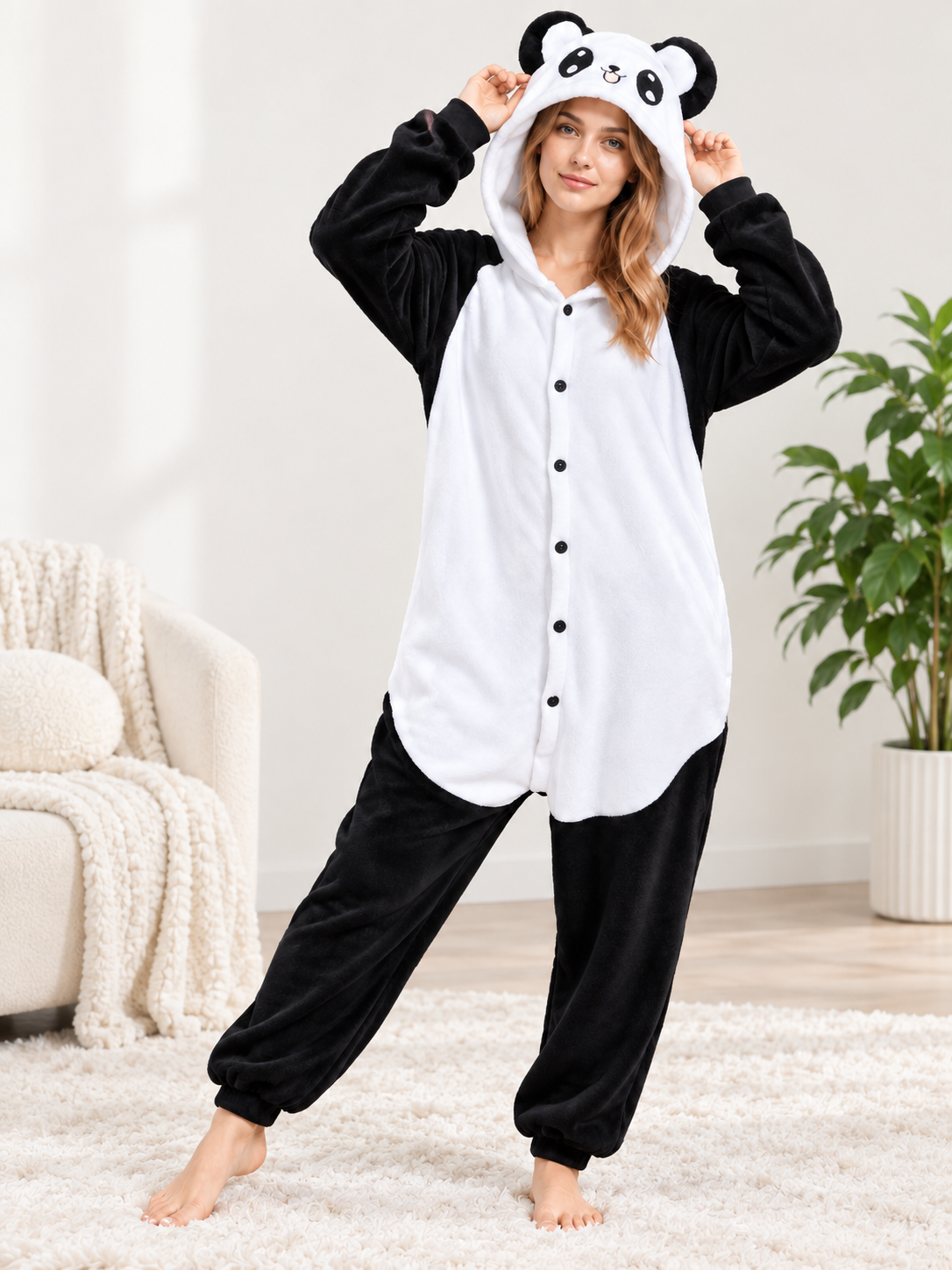 Panda Hooded Onesie Pajama with Ears size guide
