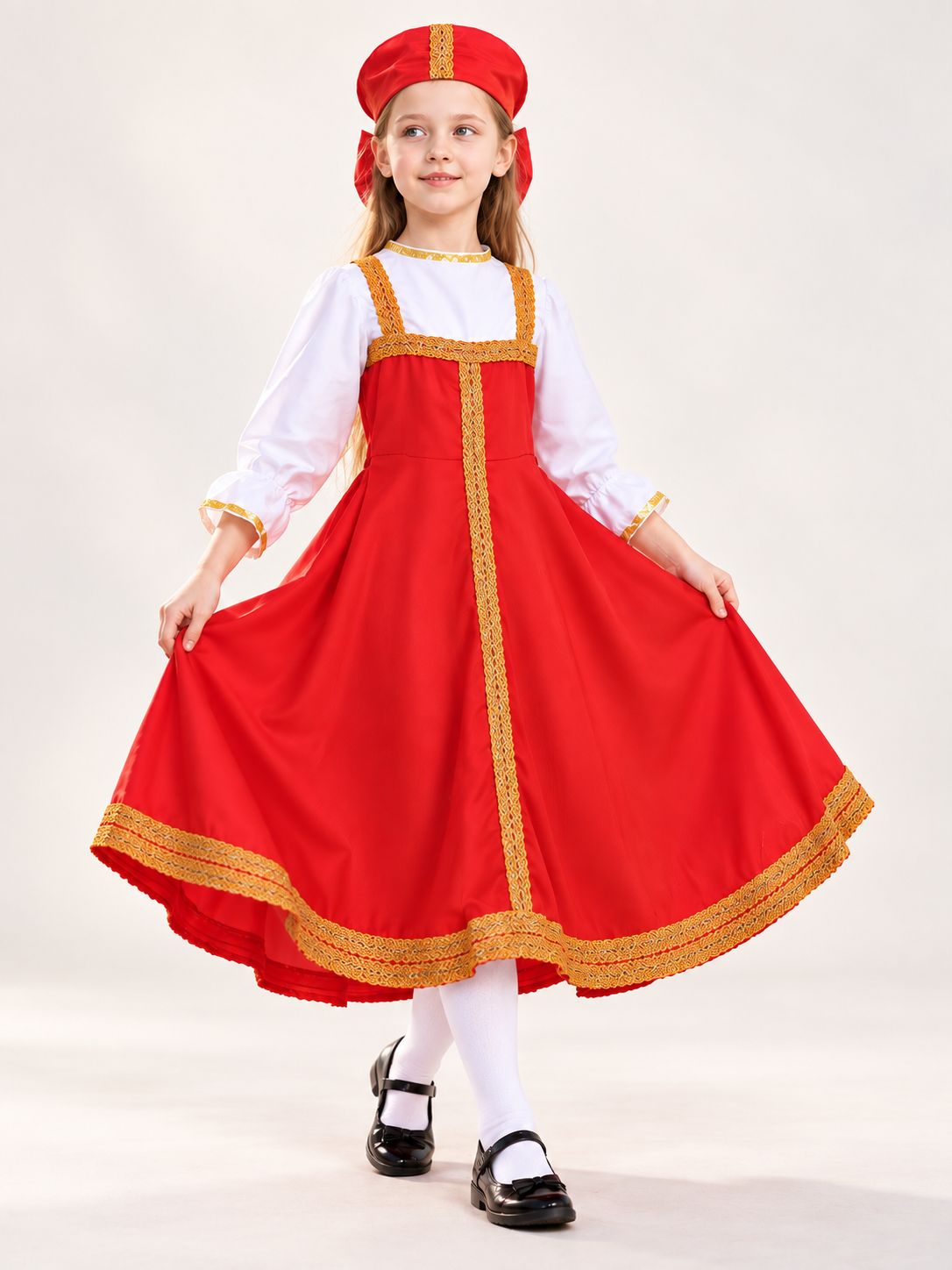 Red Folk Costume with Headpiece size guide