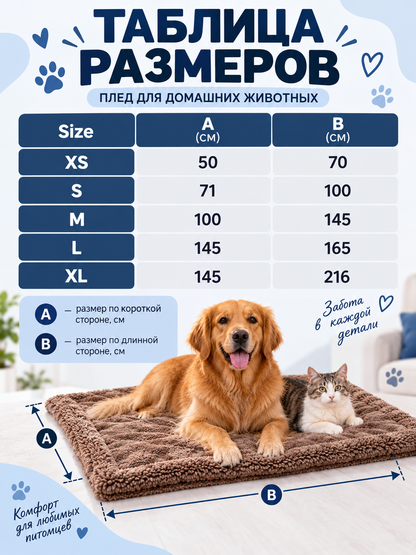 Reversible Pet Blanket with Edging size guide