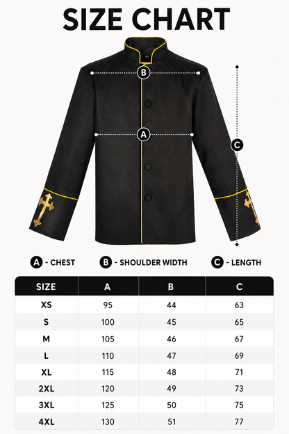 Black stand-collar jacket with gold trim