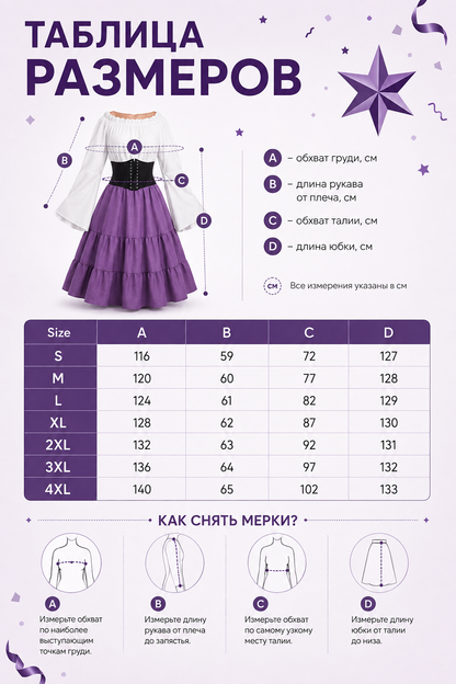 Dress with a Corset, Tiered Skirt, and Ruffles size guide