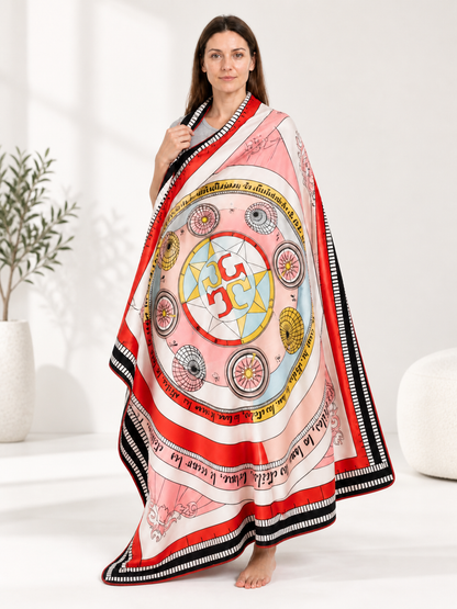 Blanket with Geometric Pattern and Contrasting Trim