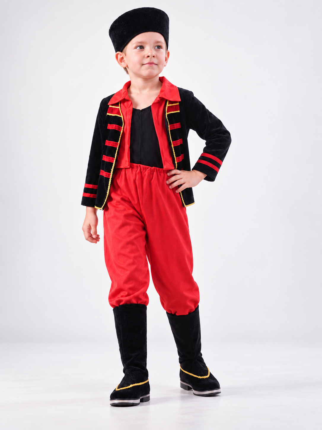 Children’s stage costume with shoes and headwear size guide