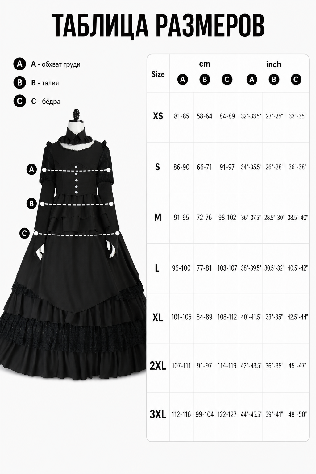 Gothic Dress with a High Collar and Ruffles