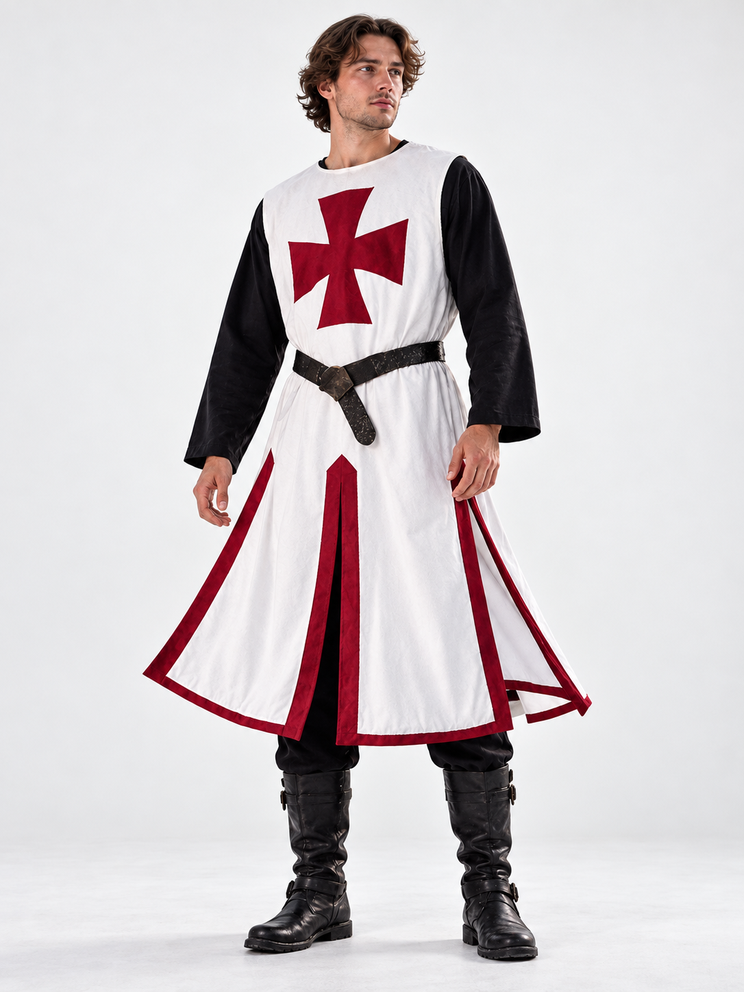 Medieval Tunic Wine with Cross and Trim