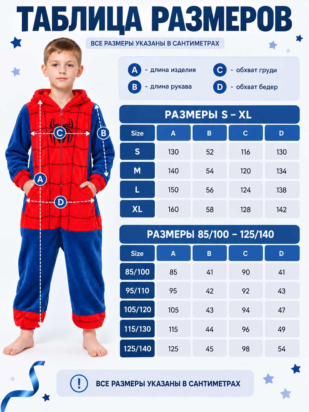 Kids' Hooded One-Piece Pajama, Red and Blue
