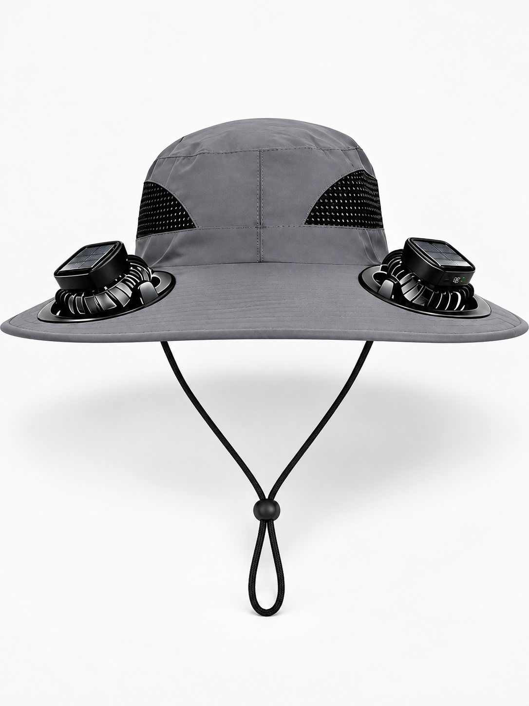 Dark Gray Hat with Fan and Solar Panel