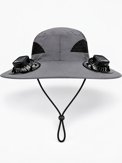 Dark Gray Hat with Fan and Solar Panel