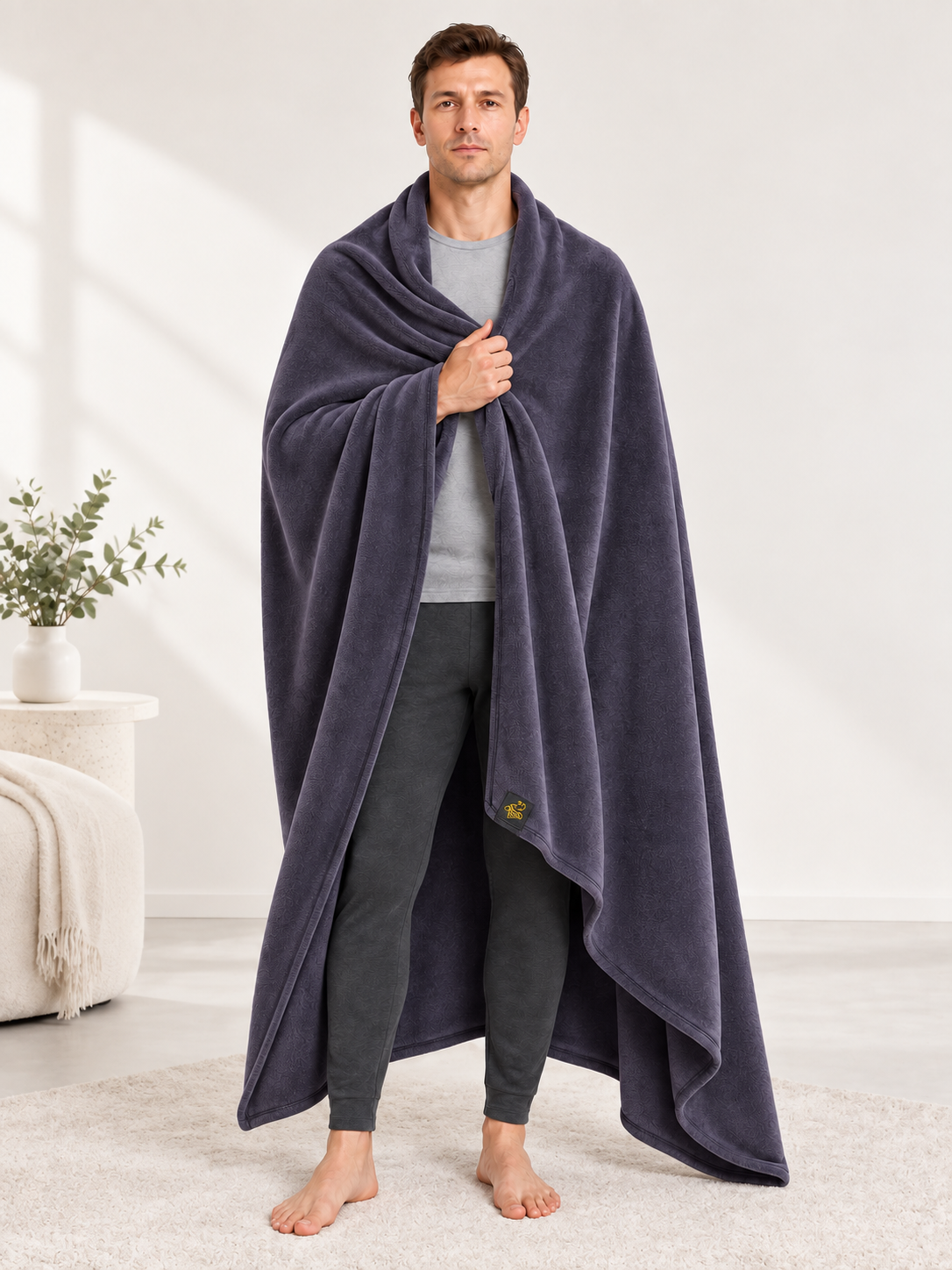 Reversible Purple Fleece Blanket for Home and Travel size guide