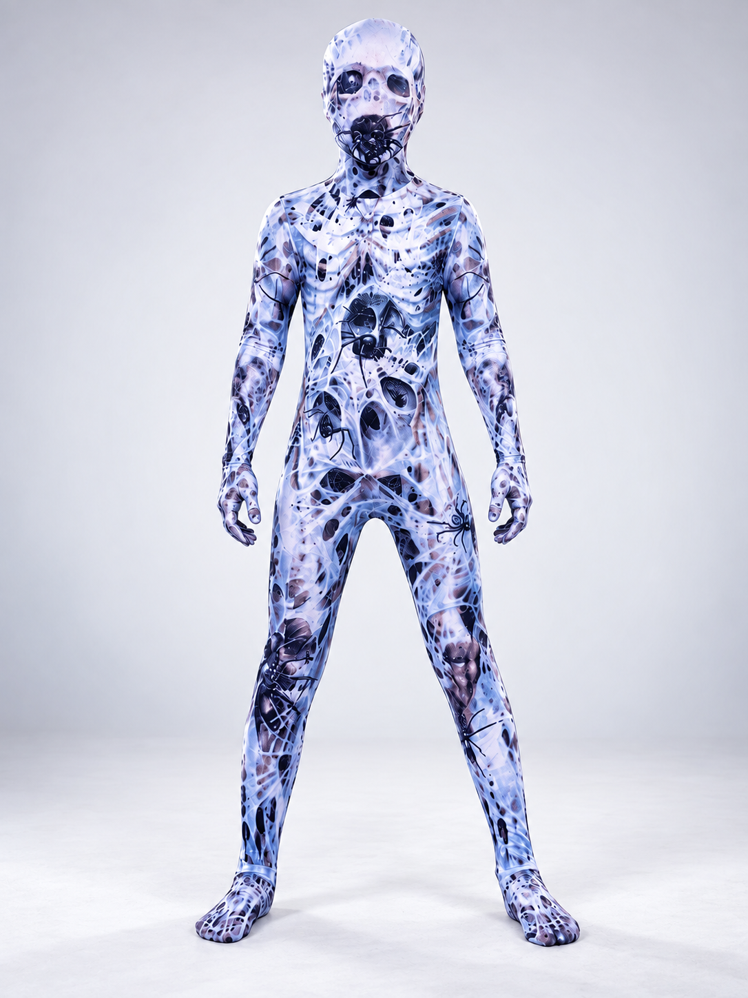 Skull Print Jumpsuit Costume with Mask
