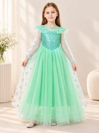 Children’s Mint-Green Party Dress with Cape