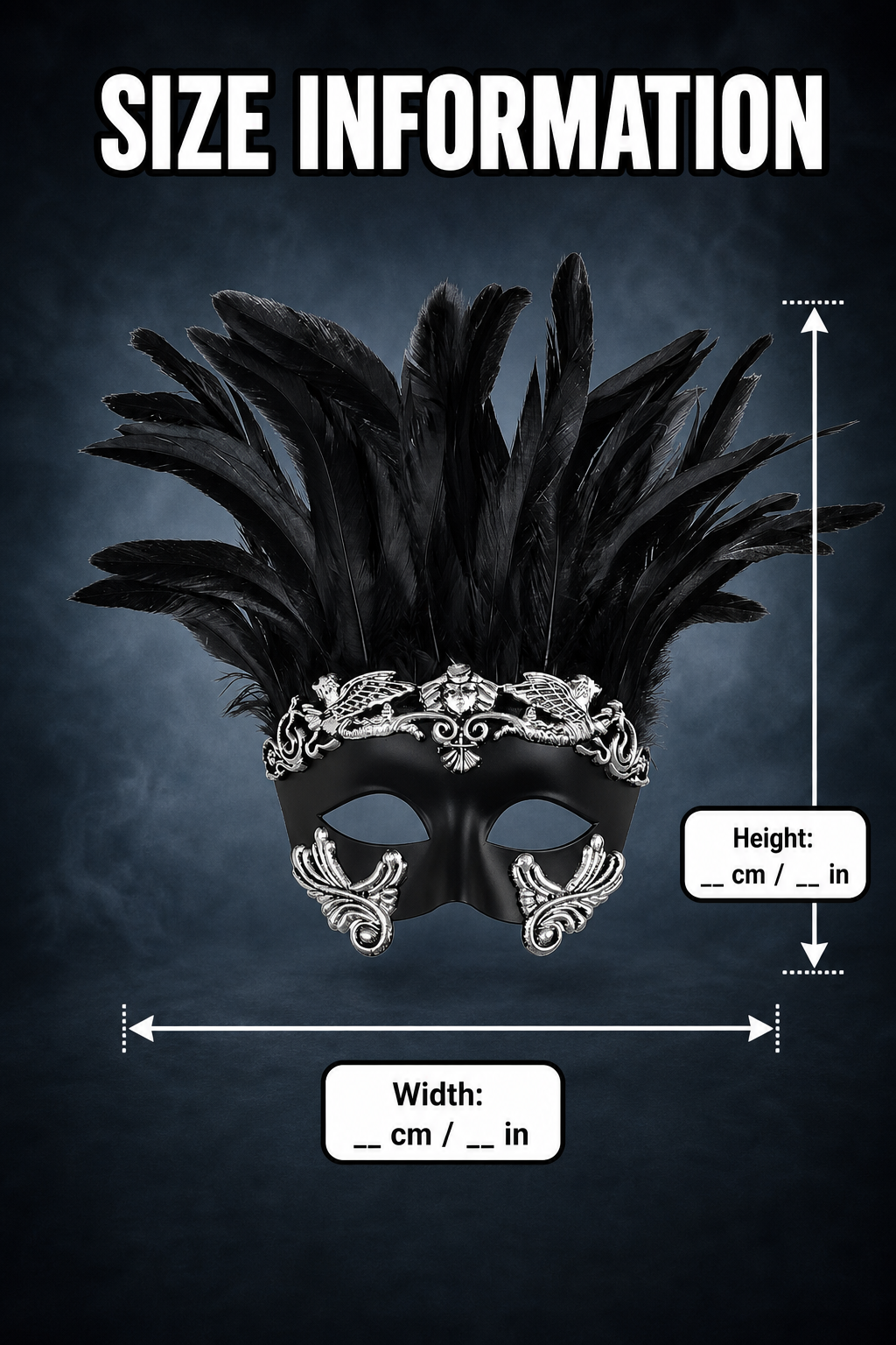 1pc Halloween Black and Silver Feather Half Face Masquerade Mask, Venetian Style