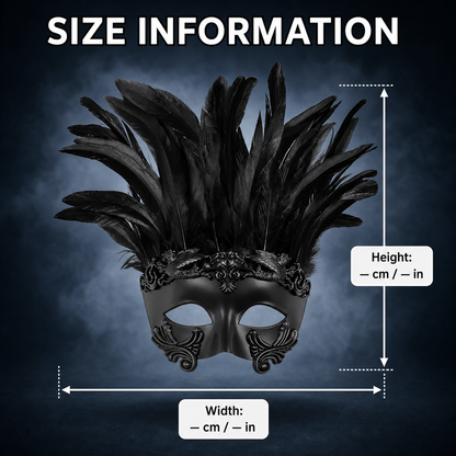 Baroque-Style Carnival Mask with Black Feathers