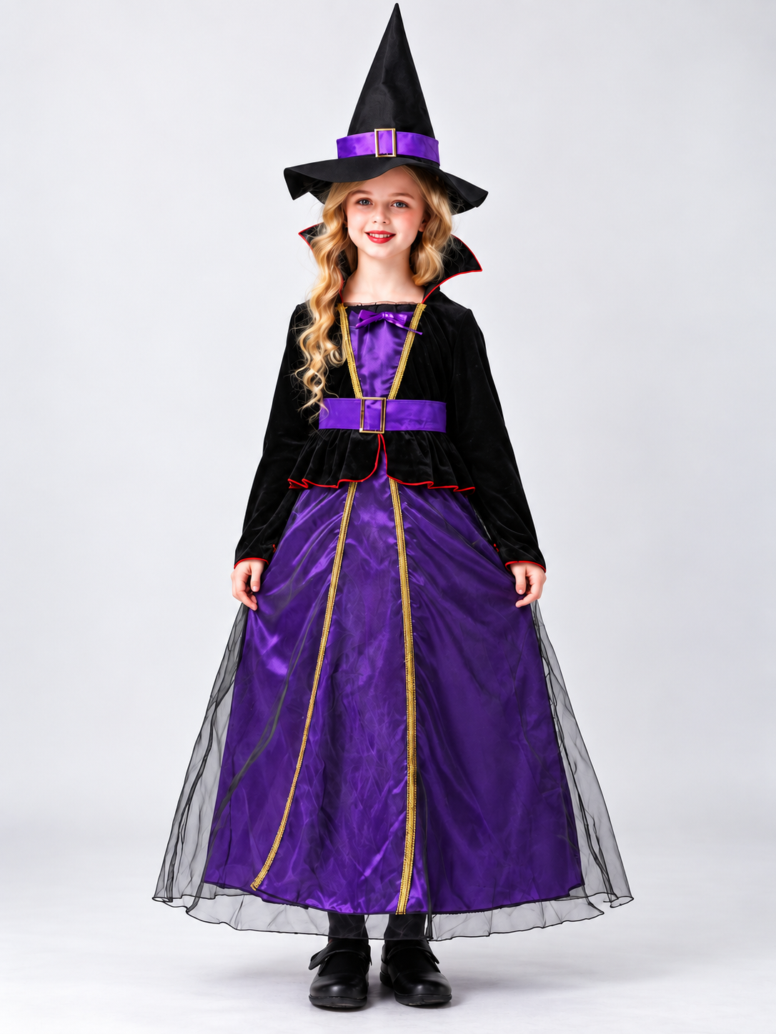 Witch Costume: Dress, Hat, Purple and Black