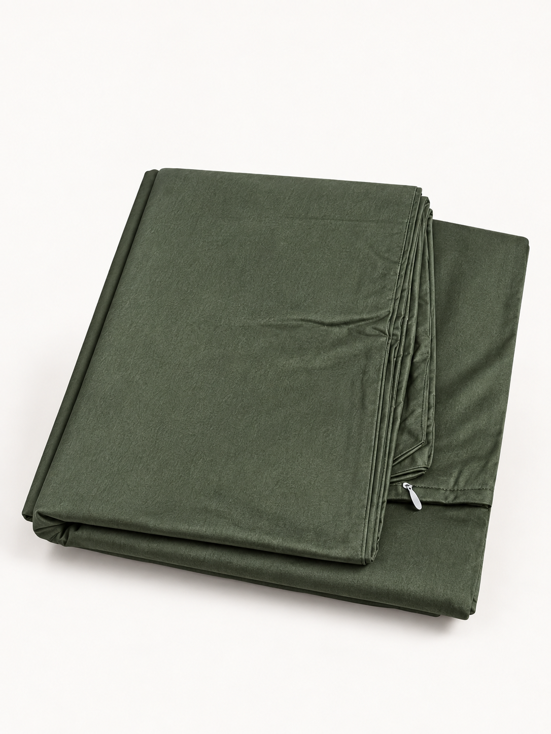 Zippered Duvet Cover for Weighted Blanket, Dark Green
