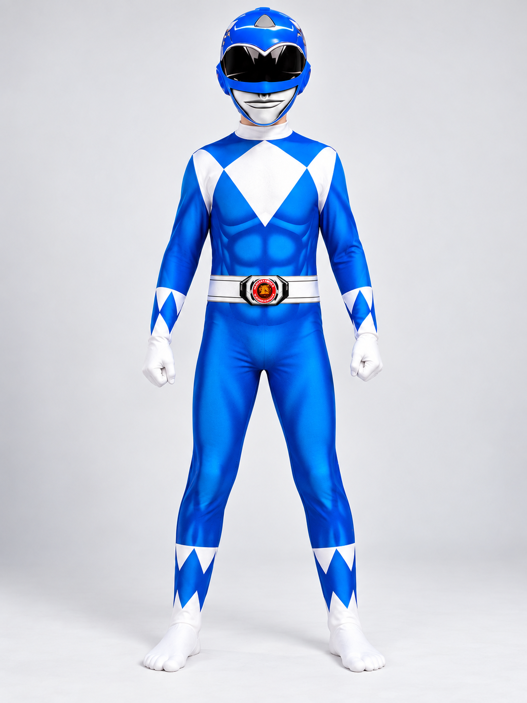 Blue Cosplay Costume Jumpsuit with Geometric Pattern