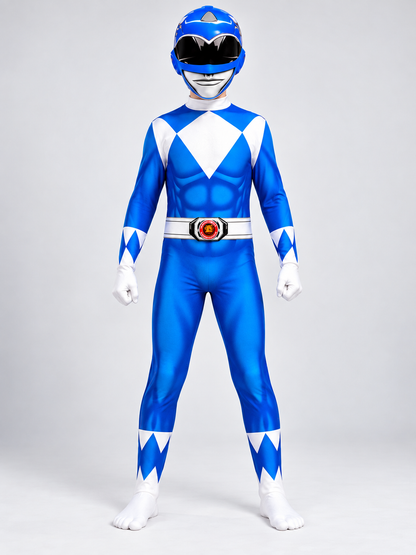 Blue Cosplay Costume Jumpsuit with Geometric Pattern