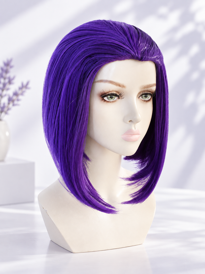 Purple Bob Cosplay Wig with Side Part size guide