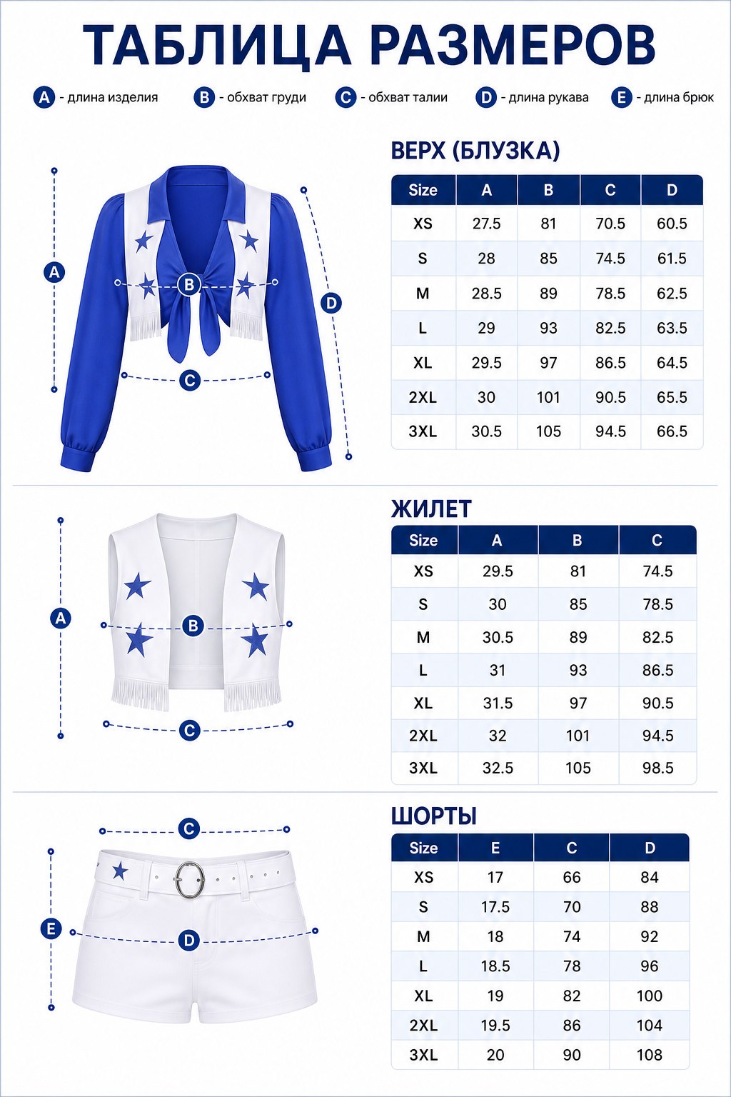 Blue and White Cheerleading Stage Costume