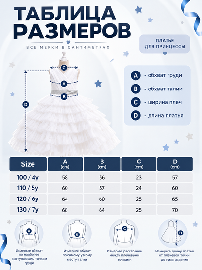 Children's Dress with a Tiered Skirt and V-Shaped Bodice size guide