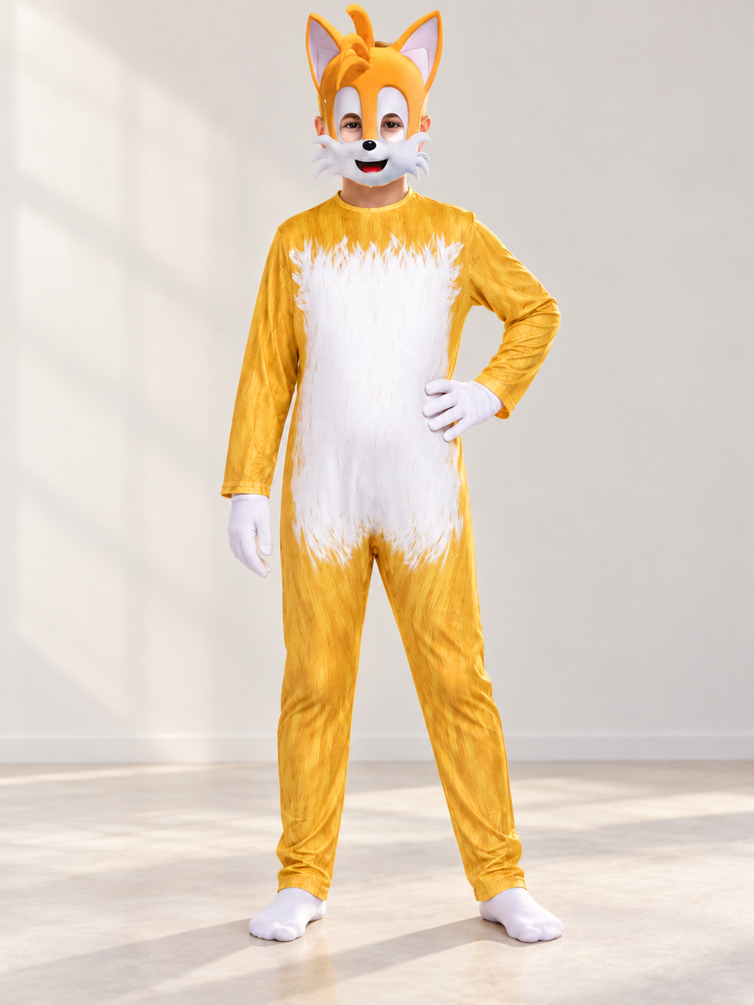 Yellow Carnival Cosplay Costume with Mask and Gloves