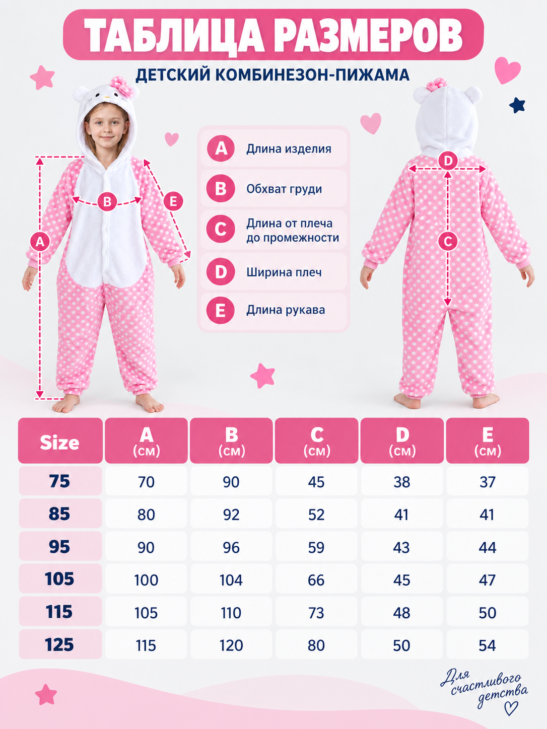 Kids' Flannel Fleece Hooded Pajama Jumpsuit with Ears, Pink and White