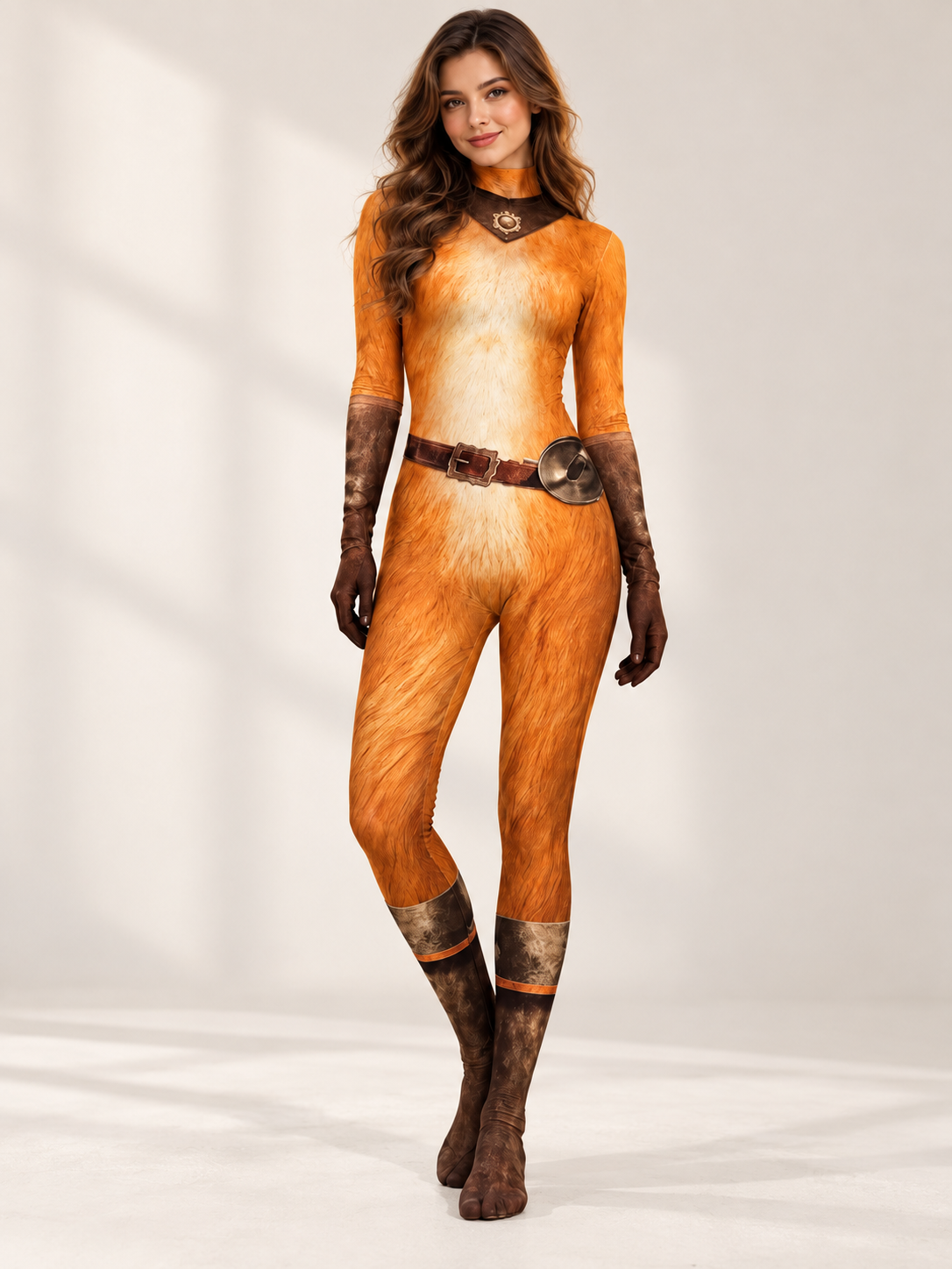 Carnival Costume Jumpsuit with Digital Fur Print