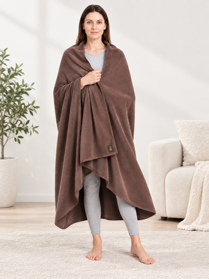 Reversible Coffee-Brown Fleece Throw size guide
