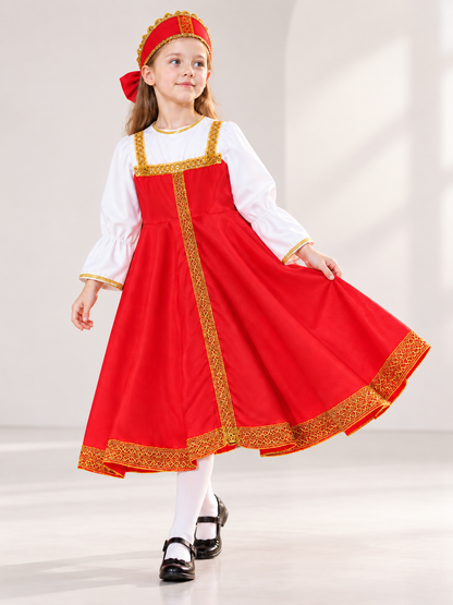 gold children_stage_costume_red_dress_headwear size chart