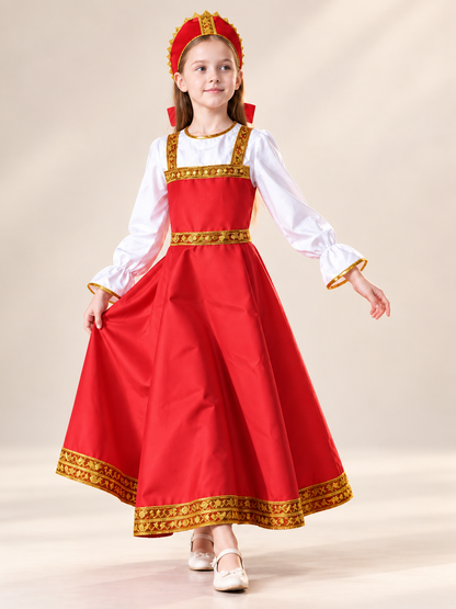Red Stage Dress Costume with Headpiece size guide