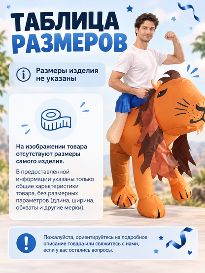 Inflatable Lion Costume Orange with Dark Brown Mane